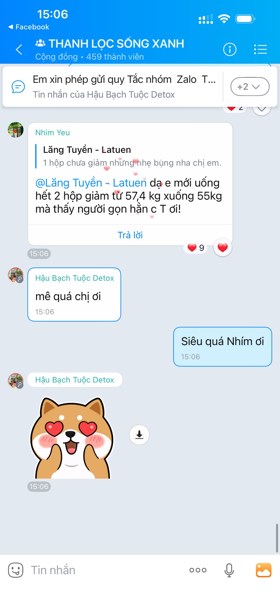 Khách nhắn: 57,8kg còn 55kg